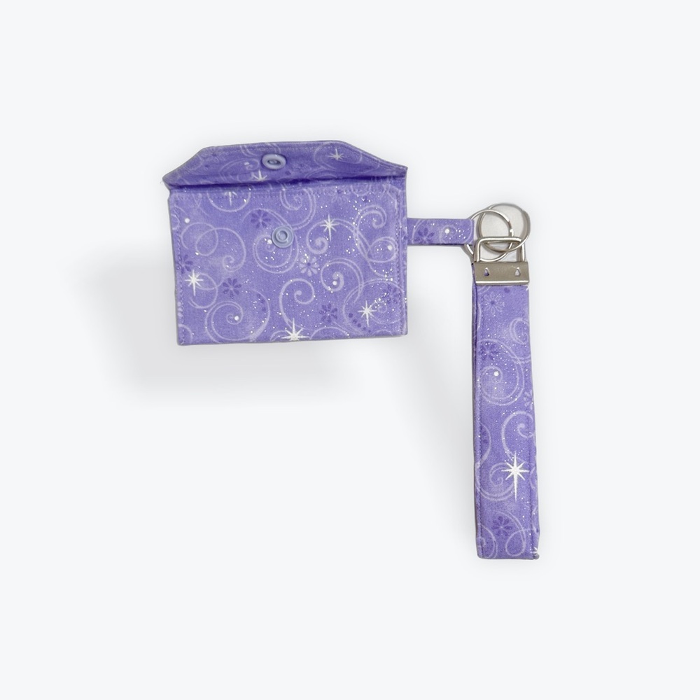 Handmade Small Purple Starry Wristlet for keys/cards